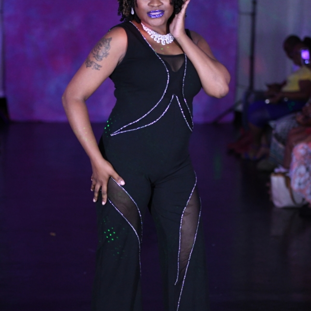 Designer Rhinestone Jumpsuit - Picture 2 of 2